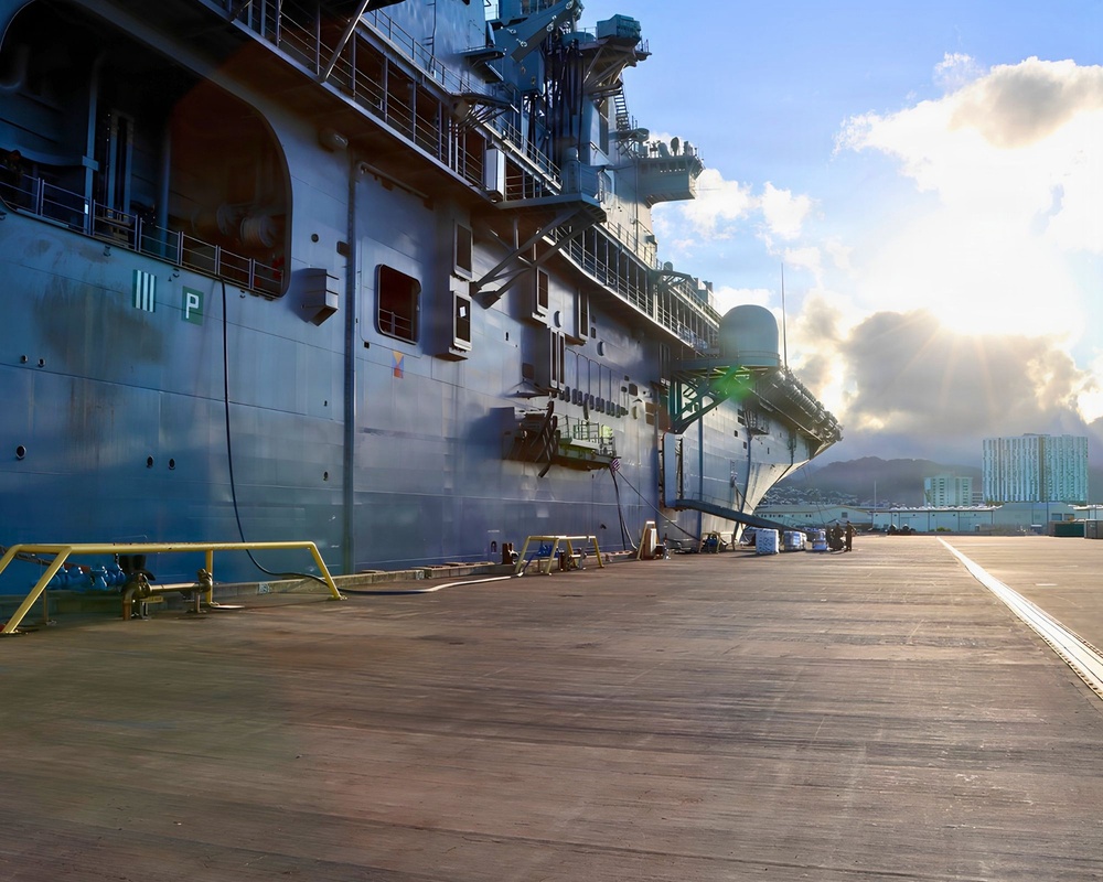 Early morning light illuminates ships participating in Exercise Rim of the Pacific 2026