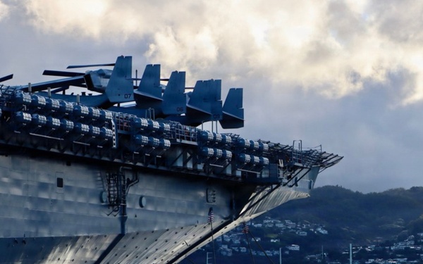 Early morning light illuminates ships participating in Exercise Rim of the Pacific 2026