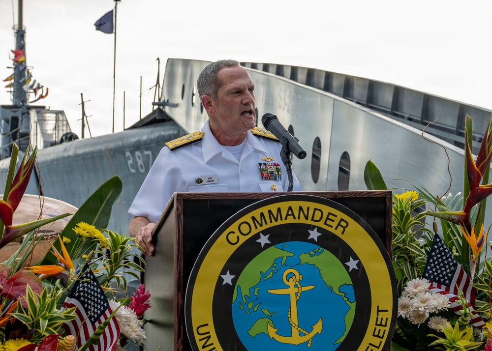 Commander, Exercise Rim of the Pacific 2026 Combined Task Force, and deputy commander, U.S. Pacific Fleet,  delivers remarks at RIMPAC 2026 Opening Reception