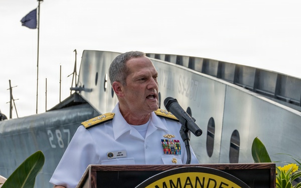 Commander, Exercise Rim of the Pacific 2026 Combined Task Force, and deputy commander, U.S. Pacific Fleet,  delivers remarks at RIMPAC 2026 Opening Reception