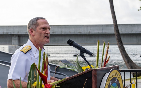Commander, Exercise Rim of the Pacific 2026 Combined Task Force, and deputy commander, U.S. Pacific Fleet,  delivers remarks at RIMPAC 2026 Opening Reception