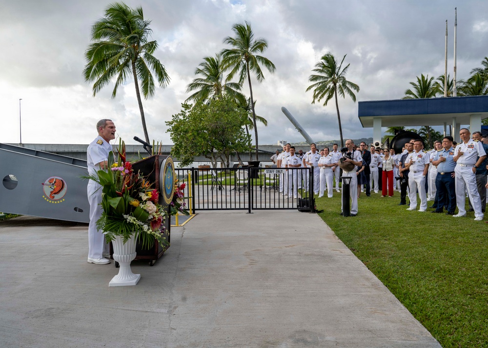 Commander, Exercise Rim of the Pacific 2026 Combined Task Force, and deputy commander, U.S. Pacific Fleet,  delivers remarks at RIMPAC 2026 Opening Reception
