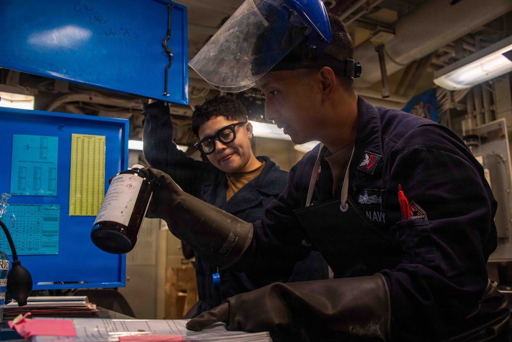 USS Boxer Sailors Prepare Boiler Samples