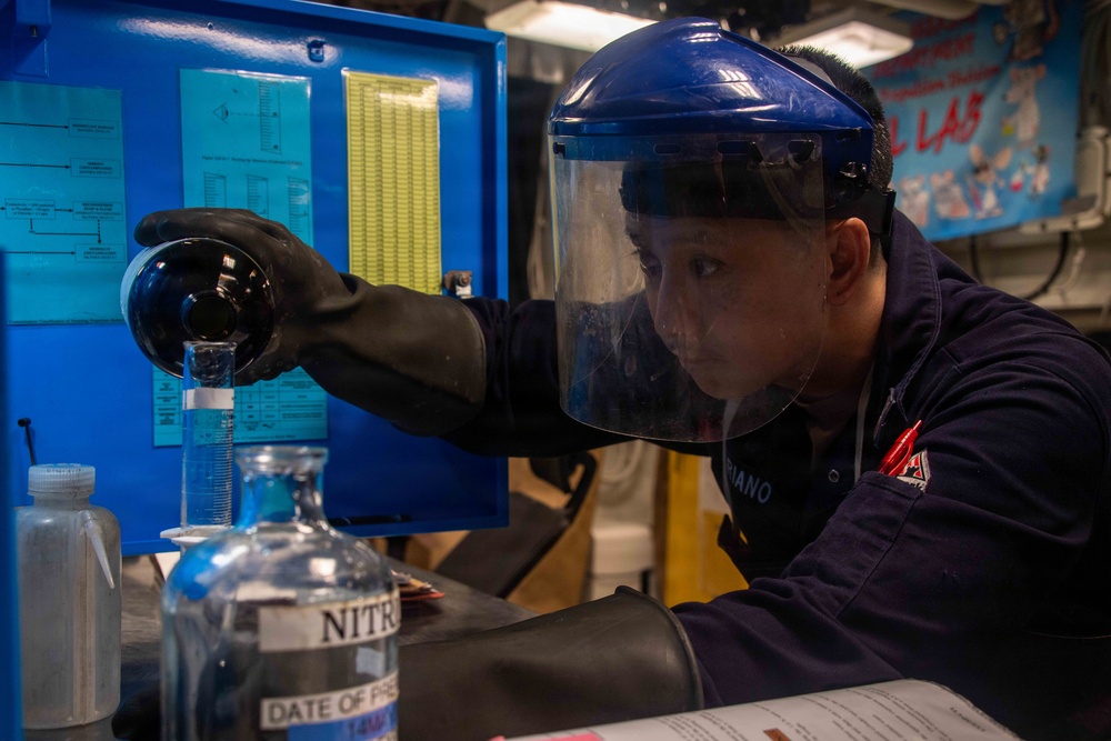 USS Boxer Sailors Prepare Boiler Samples