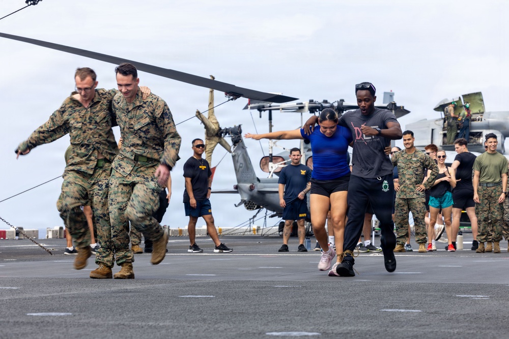 Sailors, Marines Aboard USS Boxer Celebrate Freedom 250