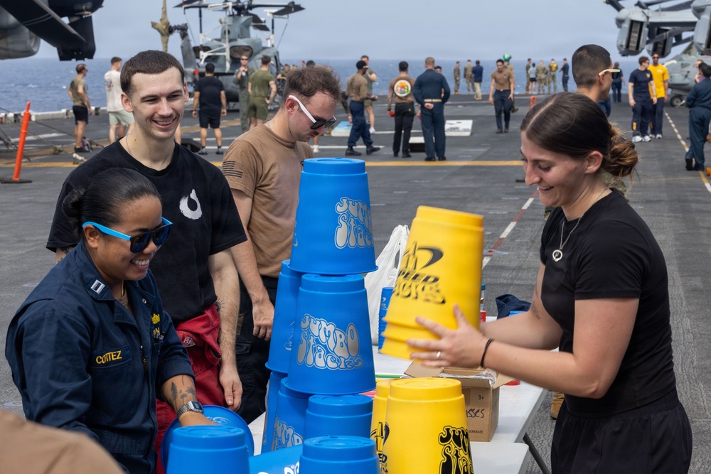 Sailors, Marines Aboard USS Boxer Celebrate Freedom 250