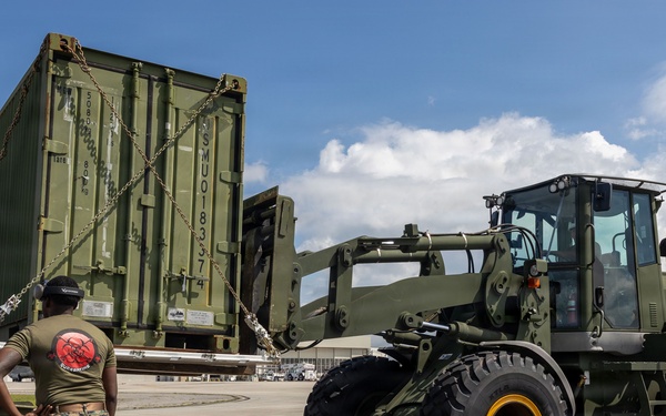 CLC-21 loads equipment in support of disaster assistance for the people of Venezuela