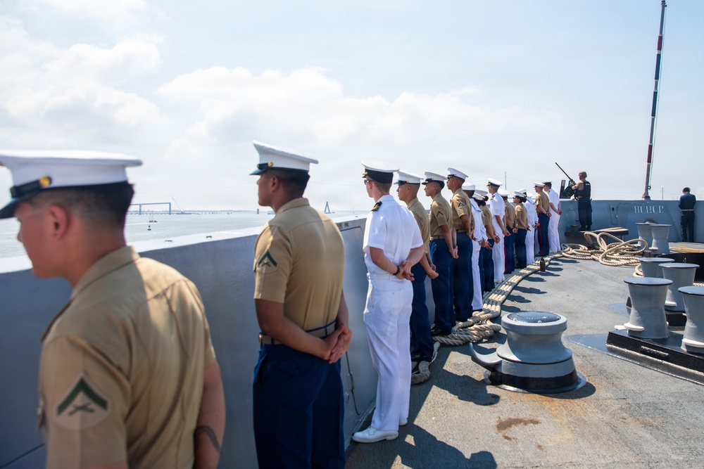 USS Arlington (LPD 24) departs SAIL 250 Maryland &amp; Airshow Baltimore