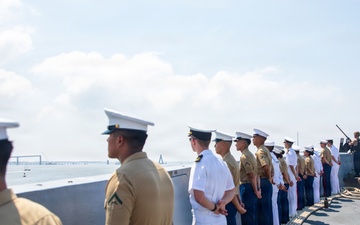 USS Arlington (LPD 24) departs SAIL 250 Maryland &amp; Airshow Baltimore