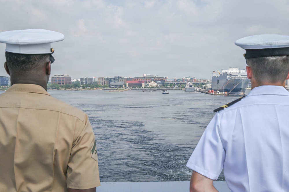 USS Arlington Departs Baltimore