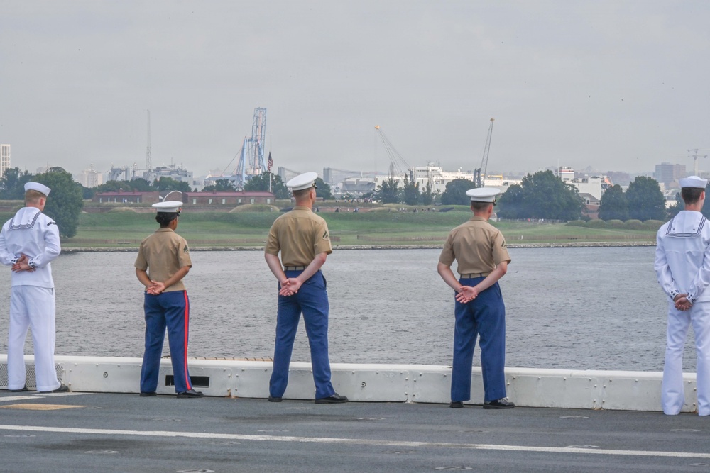 USS Arlington Departs Baltimore