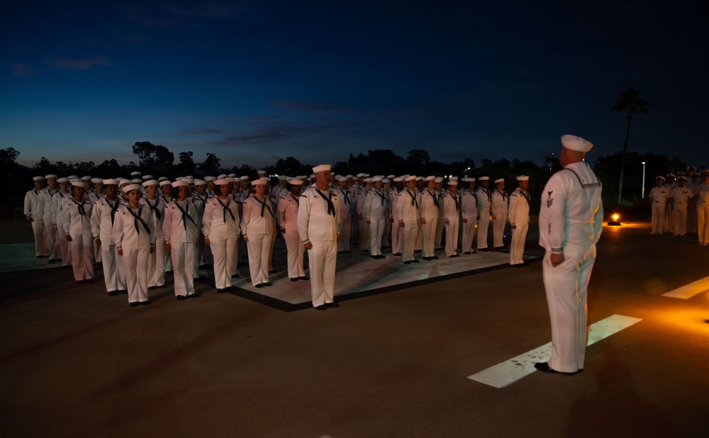 NMRTC San Diego holds dress white uniform inspection
