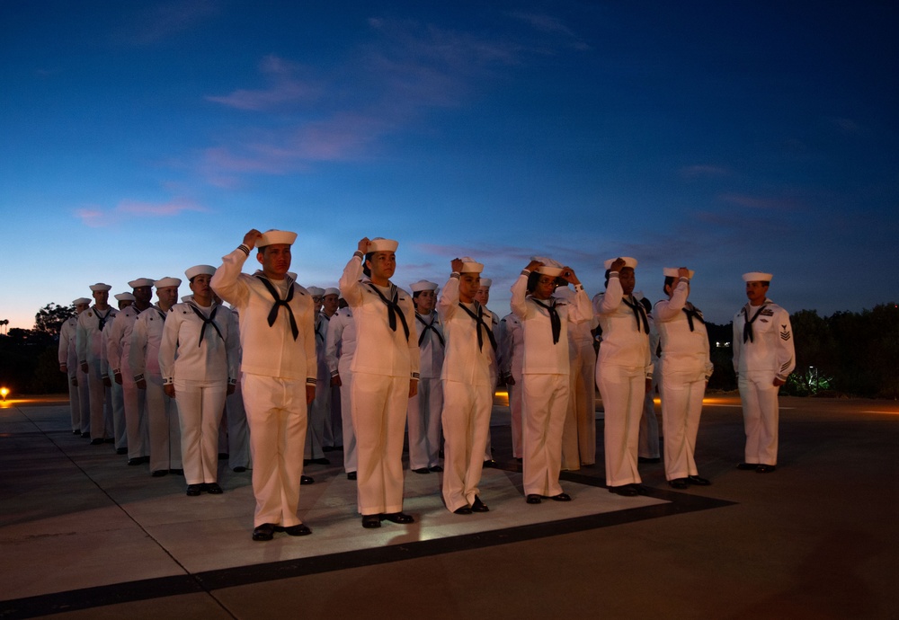 NMRTC San Diego holds dress white uniform inspection