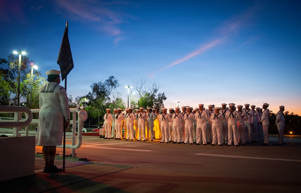NMRTC San Diego holds dress white uniform inspection