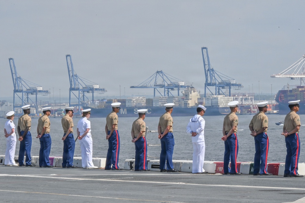 USS Arlington Departs Baltimore