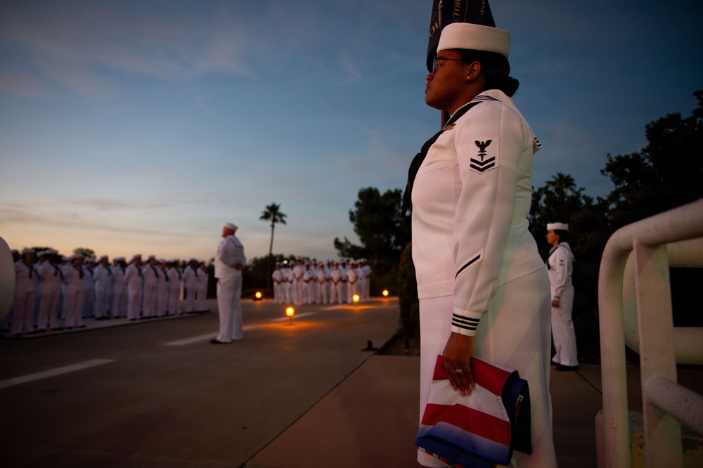 NMRTC San Diego holds dress white uniform inspection
