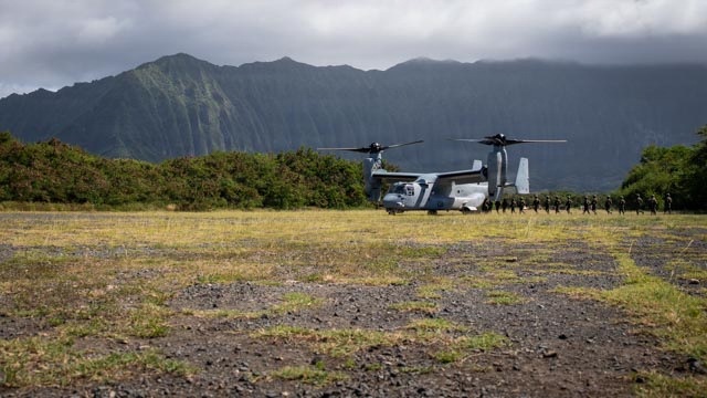U.S. Marines and partner nations conduct pickup zone drills
