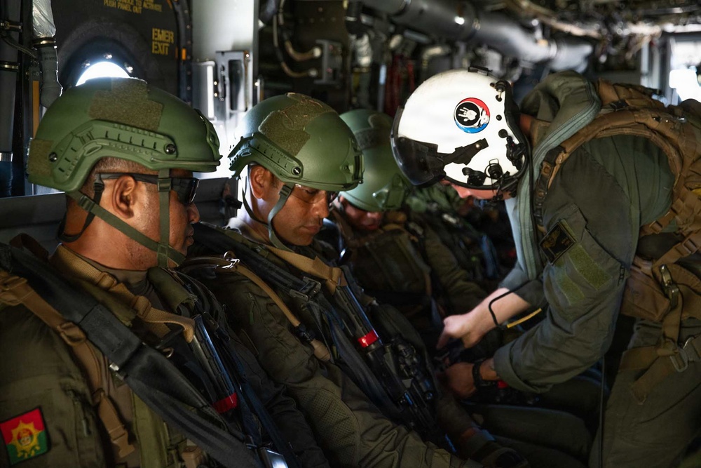 U.S. Marines and partner nations conduct pickup zone drills