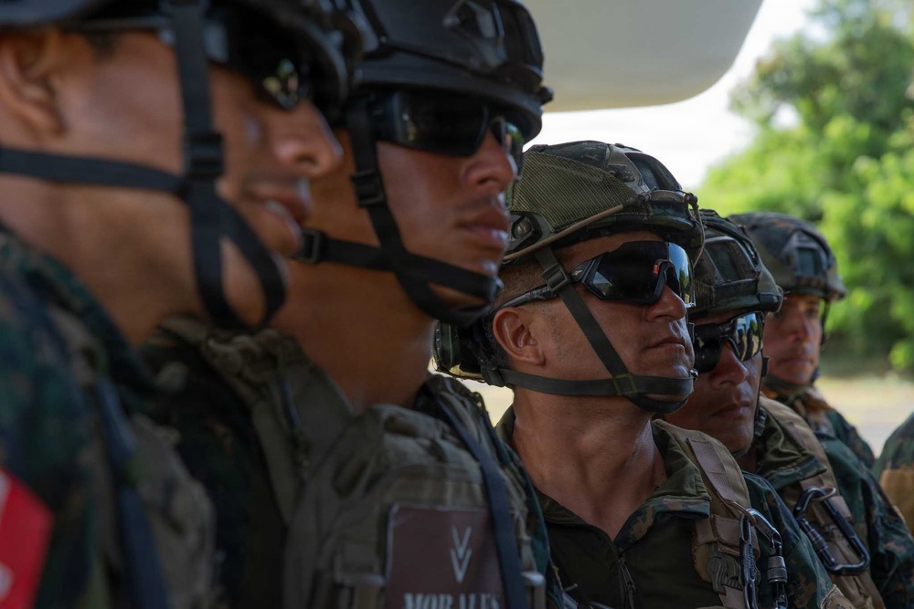 U.S. Marines and partner nations conduct pickup zone drills