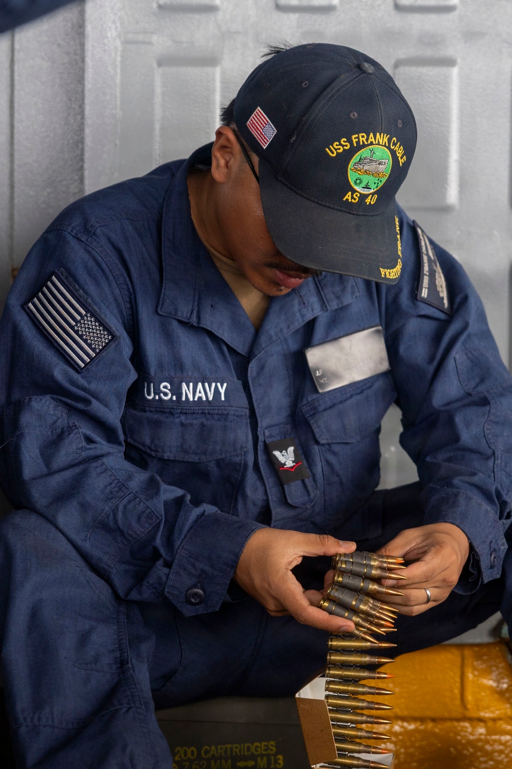 USS Frank Cable conducts gun shoot