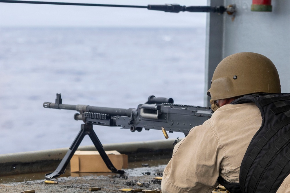 USS Frank Cable conducts gun shoot