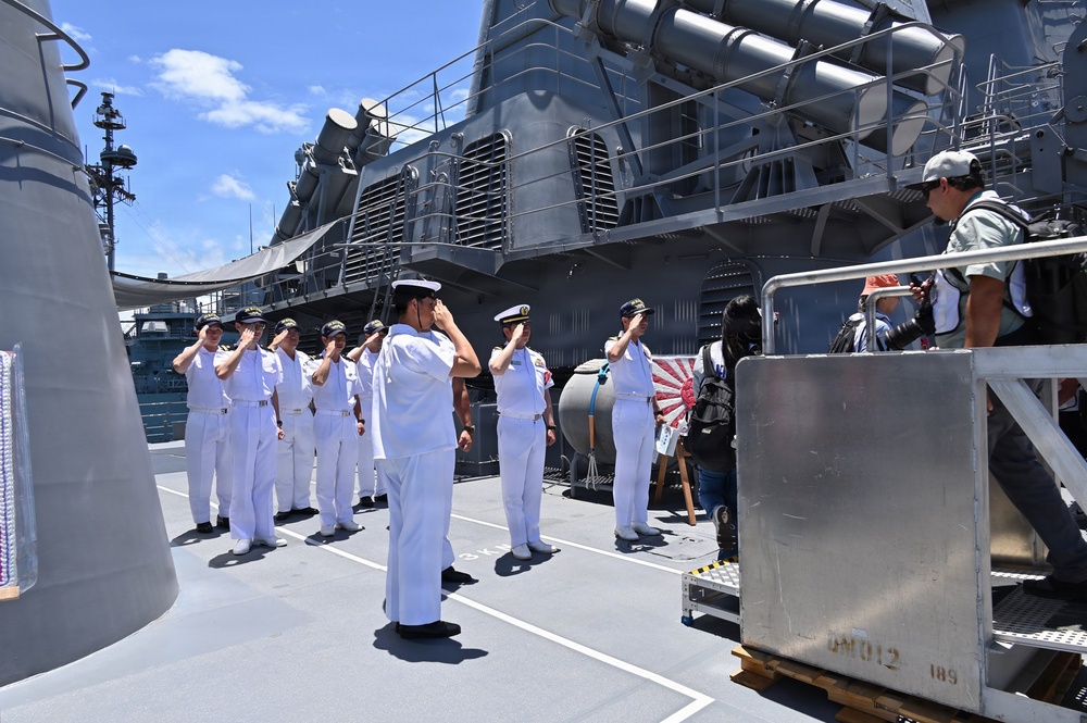 JMSDF Sailors welcome media aboard JS Kongō during RIMPAC 2026