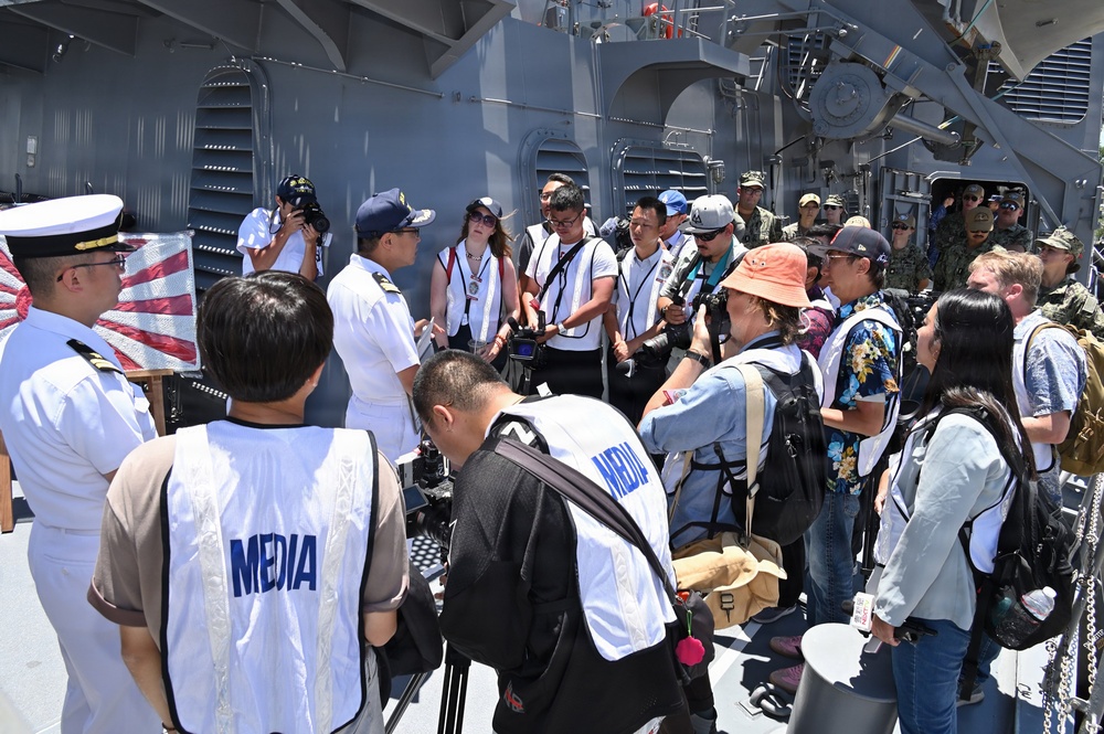 JMSDF Sailors brief journalists aboard JS Kongō during RIMPAC 2026