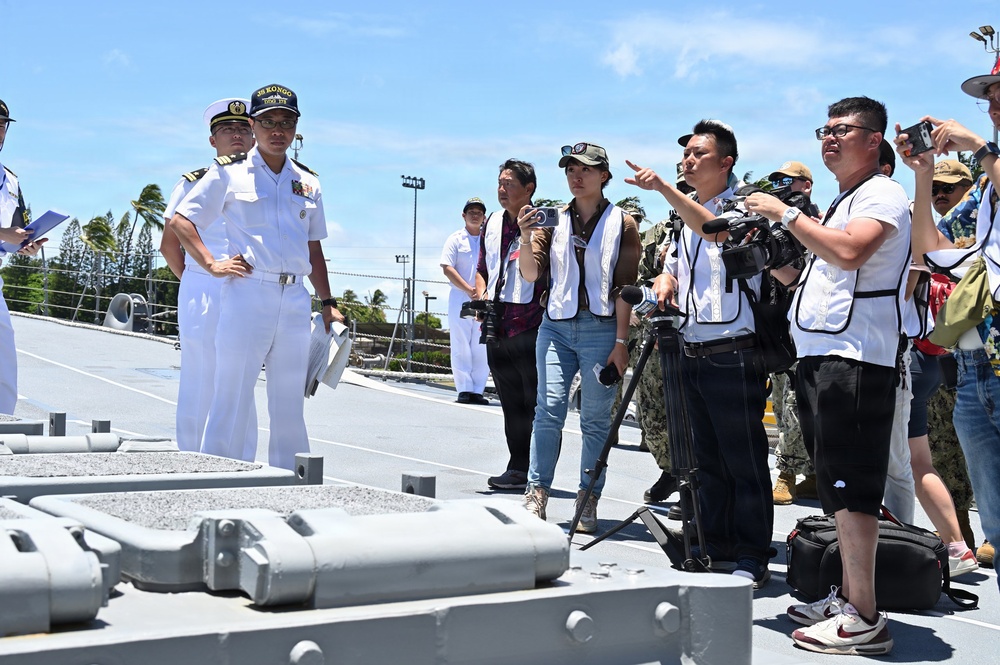 JMSDF Sailors brief journalists aboard JS Kongō during RIMPAC 2026