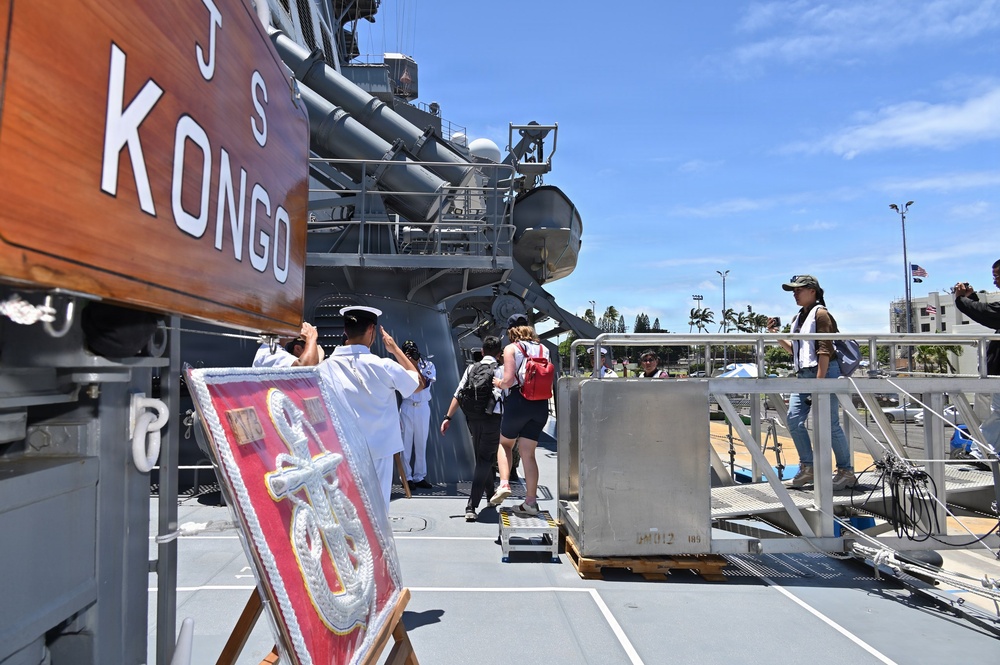 JMSDF Sailors welcome media aboard JS Kongō during RIMPAC 2026