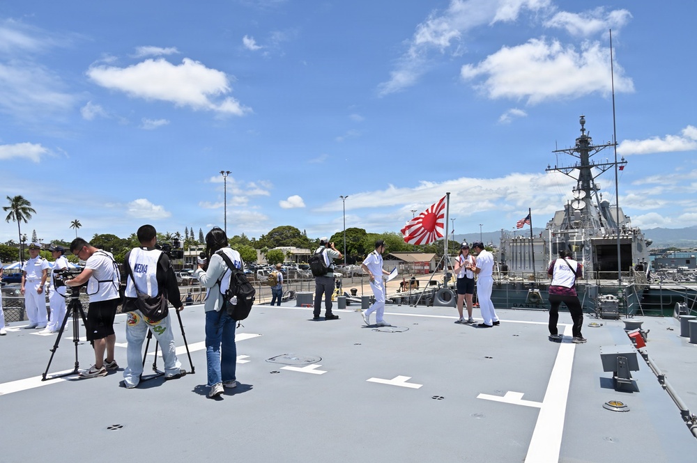 JMSDF Sailors brief journalists aboard JS Kongō during RIMPAC 2026