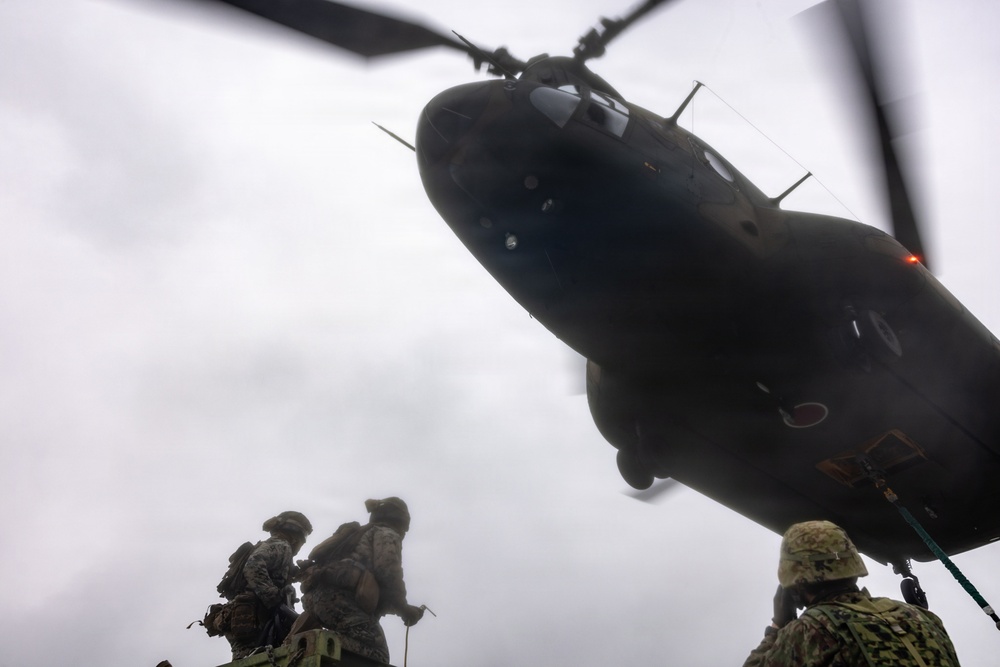 HIJUDAI MANEUVER AREA, OITA, JAPAN – U.S. Marines with 12th Marine Littoral Regiment Execute Bilateral Helicopter Support Team Drills During Exercise Resolute Dragon 26