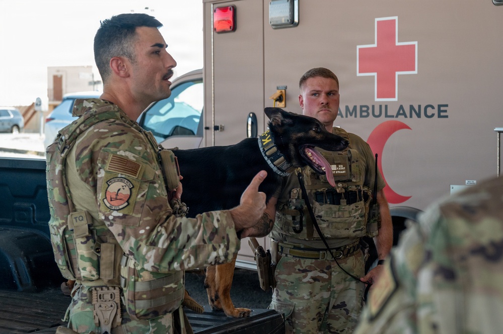 Security Forces K-9 Personnel train with medical team