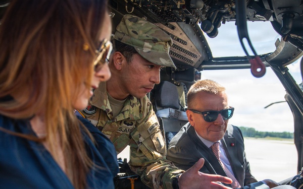 President Rinkēvičs and U.S. Ambassador Argyros visit U.S. Army Soldiers at Lielvārde Air Base, Latvia