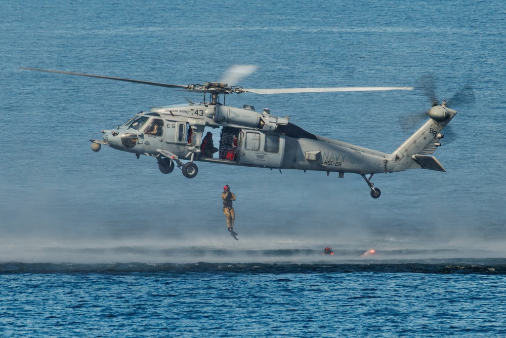USS Mount Whitney, HSC-28 Conduct SAR Training in Baltic Sea