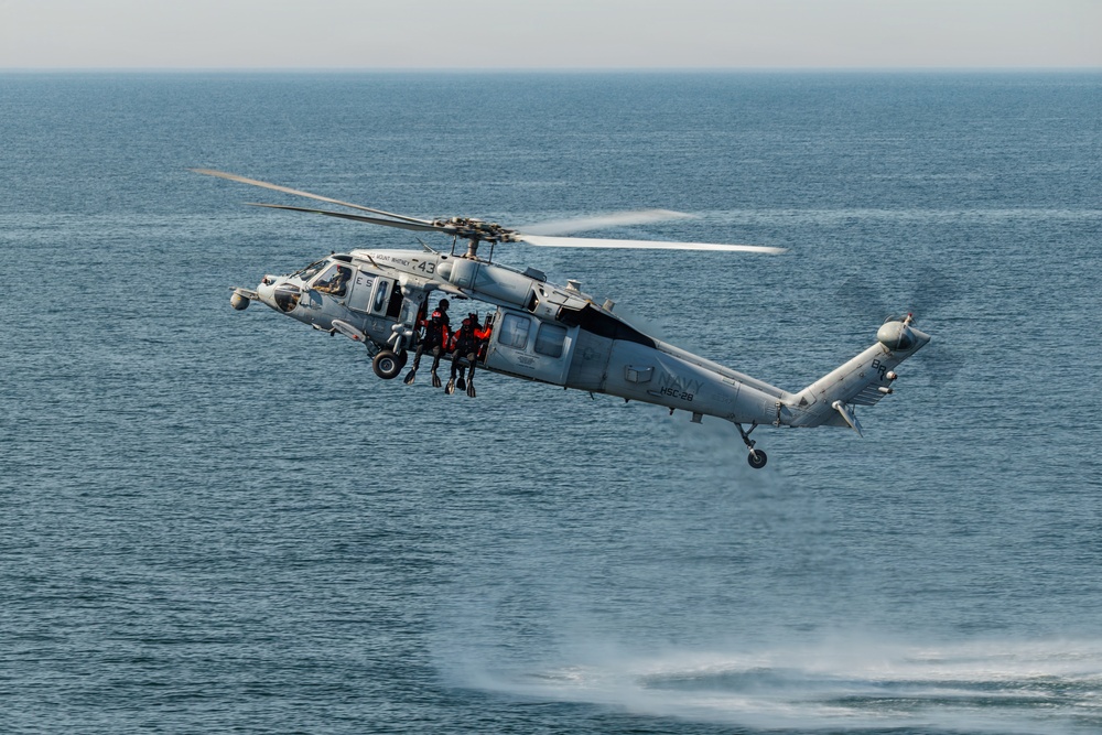 USS Mount Whitney, HSC-28 Conduct SAR Training in Baltic Sea
