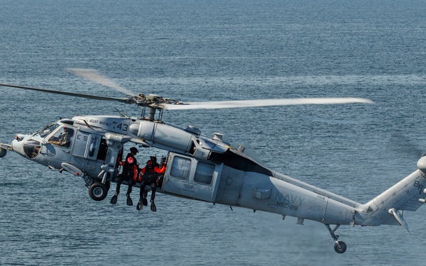 USS Mount Whitney, HSC-28 Conduct SAR Training in Baltic Sea
