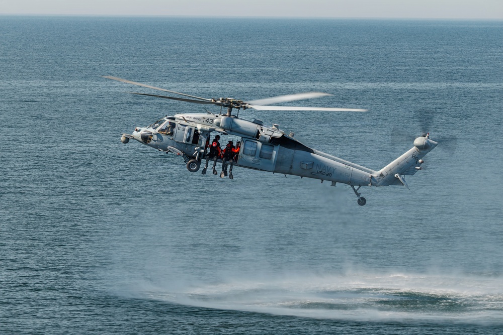 USS Mount Whitney, HSC-28 Conduct SAR Training in Baltic Sea