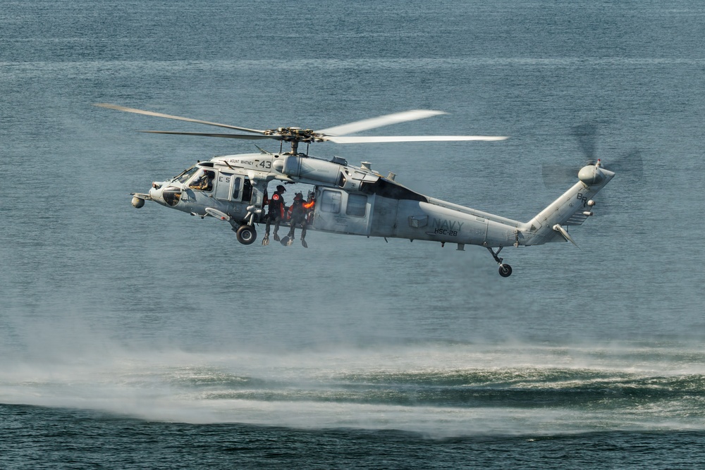 USS Mount Whitney, HSC-28 Conduct SAR Training in Baltic Sea