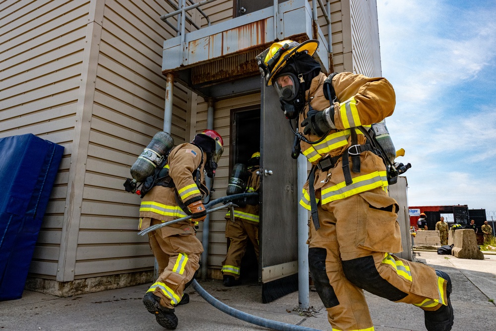 134 CES Firefighters Attack Flames in Korea