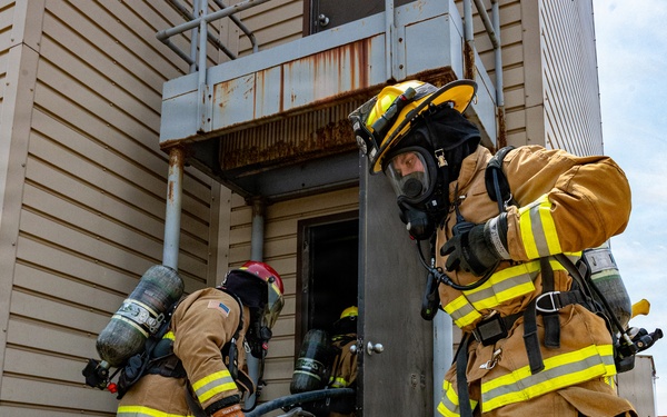 134 CES Firefighters Attack Flames in Korea