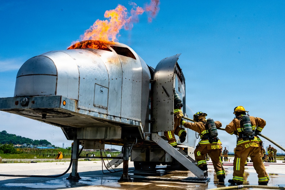 134 CES Firefighters Attack Flames in Korea