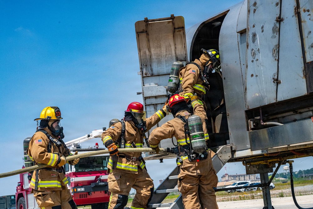134 CES Firefighters Attack Flames in Korea