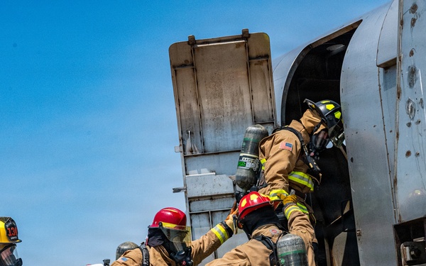 134 CES Firefighters Attack Flames in Korea
