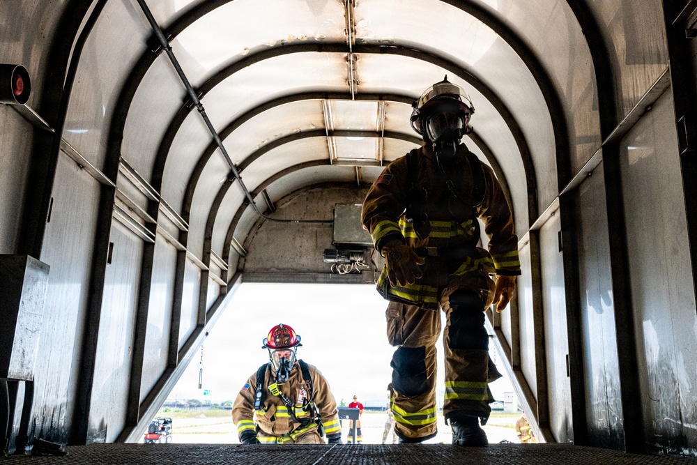 134 CES Firefighters Attack Flames in Korea