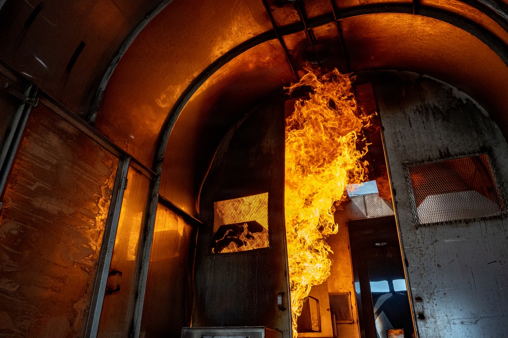 134 CES Firefighters Attack Flames in Korea