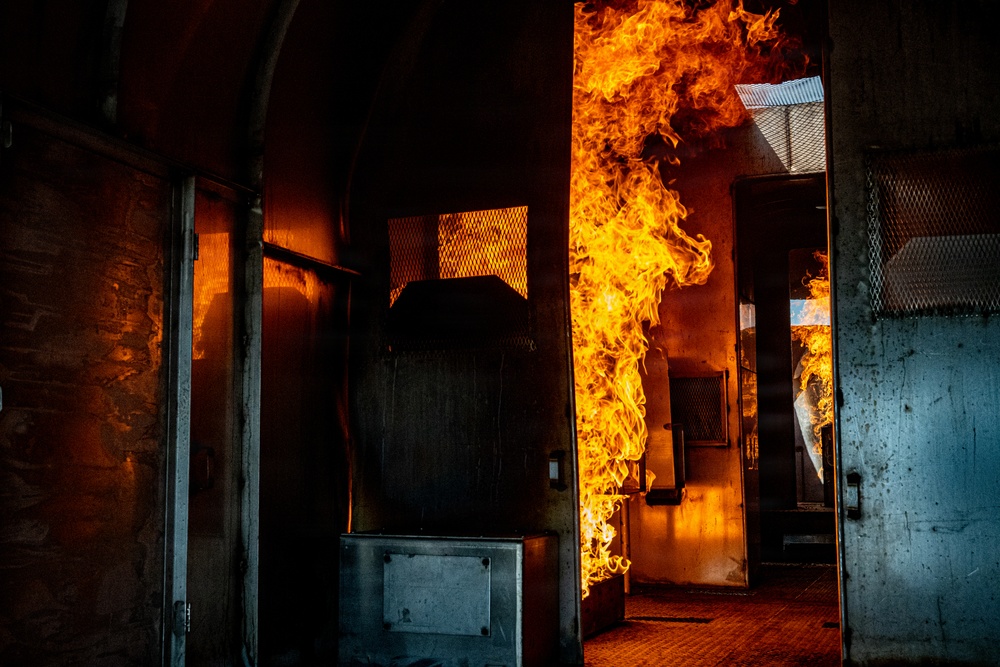 134 CES Firefighters Attack Flames in Korea