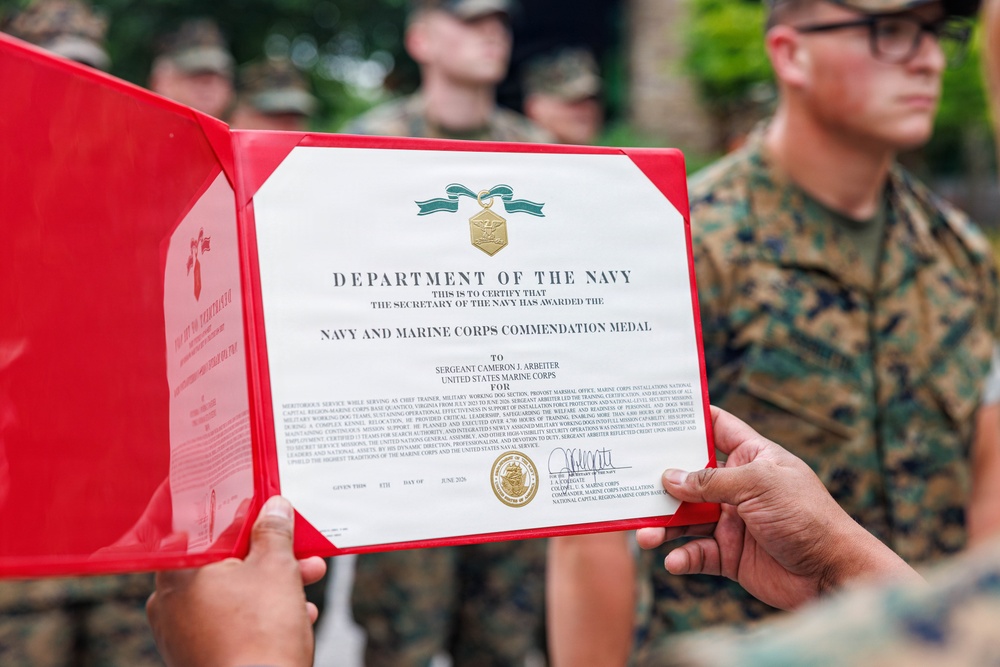 Sgt. Arbeiter End of Tour Award Ceremony