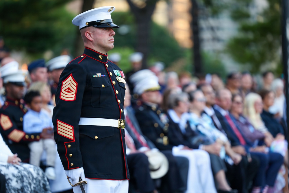 MCICOM Executive Director hosts His Excellency Jose Manuel Romualdez at Marine Barracks Washington's Sunset Parade