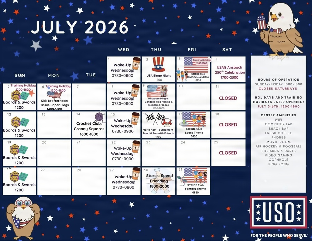 USO Ansbach July 2026 calendar