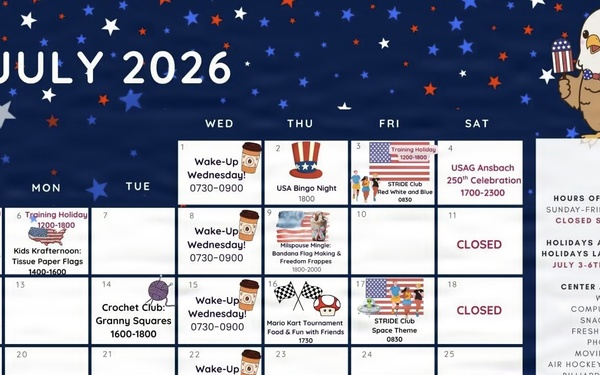 USO Ansbach July 2026 calendar